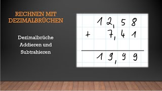 Rechnen mit Dezimalbrüchen  Dezimalbrüche Addieren und Subtrahieren  Mathe einfach erklärt [upl. by Netsriik350]