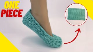 EASIEST Crochet Slipper Socks for Beginners  ONE PIECE [upl. by Lucic]