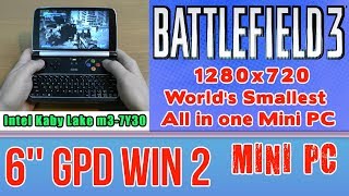 GPD WIN 2 Battlefield 3 PC on Handheld Mini PC  256 GB SSD 8GB RAM Intel m37Y30 HD 615 [upl. by Malchus]