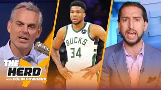 Giannis tops Nick Wright’s MVP ladder Should Lakers trade AD Nets playoff odds  NBA  THE HERD [upl. by Ahsenit]