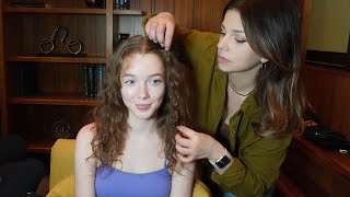 ASMR Sweetest Curly Hair Fixing  Photoshoot Crunchy Hair Sounds Soft Touches Makeup [upl. by Valentine]