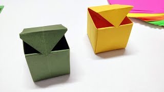 Origami Box with Lid How to make Origami box  Easy step by step tutorial paper box project [upl. by Nerha]