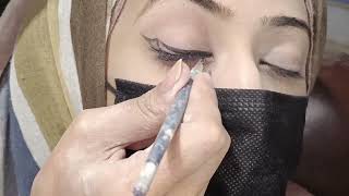 how to use eye liner  and eye lashes lagane ka tareka  tutorial easy to learn [upl. by Akirdnwahs]