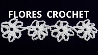 Como tejer FLORES unidas en tejido crochet o ganchillo tutorial paso a paso Moda a Crochet [upl. by Eytak]