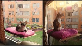 como hacer una cama para gatos en la ventana FACIL Y ECONOMICA [upl. by Cramer]