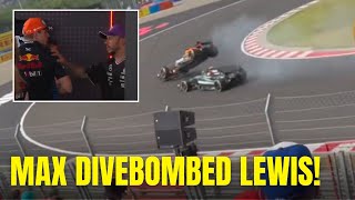 Max Verstappen DIVE BOMBED Lewis Hamilton and went airborne  CHAOTIC Race for Max HungarianGP [upl. by Naihtniroc710]