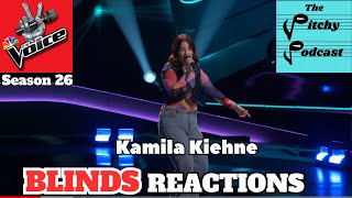 Kamila Kiehne Blind Auditions Reaction from Season 26 of NBCs The Voice [upl. by Anilec]