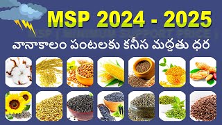 MSP 2024  2025 💲వానాకాలం పంటలకు కనీస మద్దతు ధర msp support price farmer crops agriculture [upl. by Egamlat]