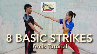 8 Basic Strikes  Arnis Tutorial [upl. by Ayerf506]