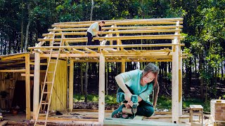 How to Assemble and Build a Wooden Cabin Frame by Yourself OFF GRID  Thảo Bushcraft [upl. by Assirt]