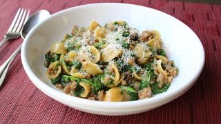 “One Pan” Orecchiette Pasta with Sausage and Arugula  How to Cook Pasta amp Sauce in One Pan [upl. by Elbring946]