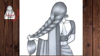 How to draw a girl backside easy panicle sketchstep by step Creativegallery20783 [upl. by Feilak]