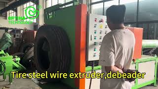 Automatic tire debeader wire removal machine for truck and car tire recycling [upl. by Ahsinehs]