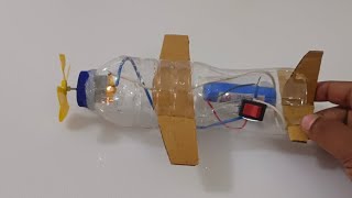 How to make Flying Airplane using Plastic Bottle And Cardboard  homemade airplane [upl. by Dumond687]