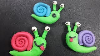 How to make snail clay modelling for kids Making colourful animal shapes from clay [upl. by Alel]