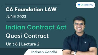 Quasi Contract  Unit 6  Lecture 2  Indian Contract Act  Indresh Gandhi [upl. by Laerdna201]