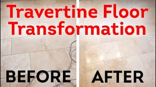 Travertine floor  repairing honing and polishing GRIME TO SHINE [upl. by Ralph624]