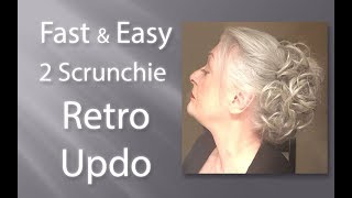 Fast amp Easy  2 Scrunchie Retro Updo Hairstyle [upl. by Irolav953]