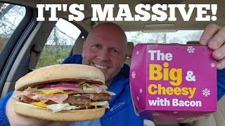 McDonalds New THE BIG amp CHEESY WITH BACON BURGER Review [upl. by Haym]