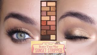 Champagne Smokey Eye TOO FACED BORN THIS WAY SUNSET STRIPPED PALETTE TUTORIAL [upl. by Iat]