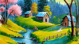 Manzara Akrilik Boya Landscape Acrylic Painting [upl. by Cain649]