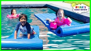 Kids Outdoor Fun Activity Swimming in the Pool with Twins Emma and Kate [upl. by Mascia]