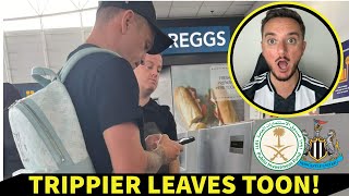 Kieran Trippier DEPARTS Newcastle Airport Amid Saudi Rumours  Miguel Almiron Close To Follow [upl. by Alliuqet]