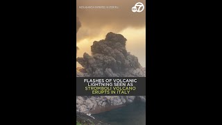 Italys Stromboli volcano erupts produces volcanic lightning 🌋⚡ [upl. by Ydorb922]