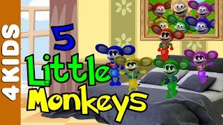 5 Little Monkeys Nursery Rhymes  Vocals  JUNIORS TOONS [upl. by Dogs]