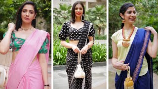 Styling Saree with Crop Tops  5 looks to wear saree without blouse [upl. by Joliet]