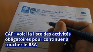 CAF  voici la liste des activités obligatoires pour continuer à toucher le RSA [upl. by Roley]