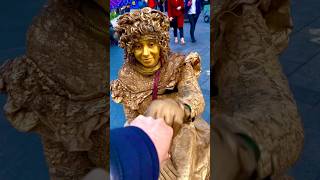 Fist bump strawberries for Gold Lady goldstatue shortsviral trending shortvideos viralvideos [upl. by Retrak]