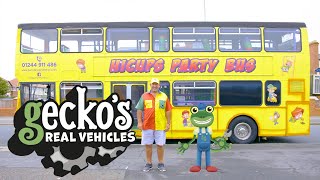 Gecko And The Party Bus  Geckos Real Vehicles  Educational Videos for Kids [upl. by Alletsyrc]