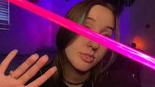 tattoo tour asmr w light triggers tracing whisper ramble body triggers fabric scratching [upl. by Kieryt310]