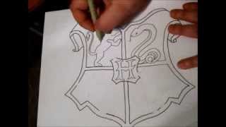 Hogwarts Crest Zentangle Part 1 [upl. by Gnolb]