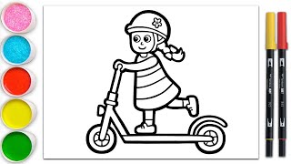 Scooter Drawing Painting Coloring for Kids amp Toddlers  How to Draw Scooter [upl. by Ettezzus]