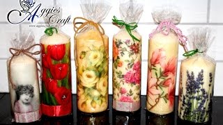 Decoupage tutorial  decorating candles with napkins [upl. by Durstin]