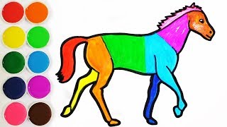 Como Dibujar y Colorear Caballo de Arco Iris  Dibujos Para Niños  Learn Colors  FunKeep [upl. by Ayekehs]