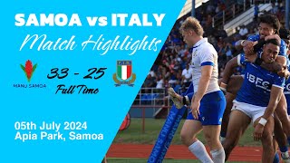 SUMMER NATION SERIES 2024 Manu Samoa vs Italy Highlights [upl. by Zosi]