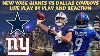 LIVE  NFL  New York Giants Vs Dallas Cowboys Play By Play amp Reaction nfl [upl. by Repinuj]