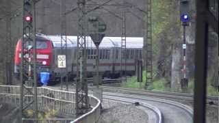 Geislinger Steige  BR218 mit IC bergauf und BR151 Schublok bergab [upl. by Lekym]