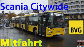 Busmitfahrt Scania Citywide LFA neuer BVGBus  Omnibushof Spandau [upl. by Suivatnom737]