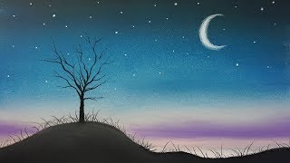 Cómo Dibujar un Paisaje de Noche Sencillo al Pastel Paso a Paso  Tutorial [upl. by Atal814]