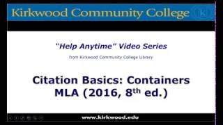 Citation Basics Containers MLA 8th edition [upl. by Hcurab]