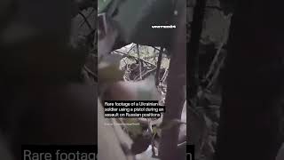 Rare footage of a Ukrainian soldier using a pistol during an assault on Russian positions war [upl. by Nostaw]