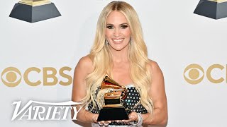 Carrie Underwood  Grammys Full Backstage Speech [upl. by Eicyak7]