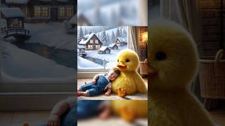 Little Duckling and cute baby sleeping together 🐥😗duck shorts [upl. by Alleda]