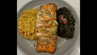 Baked glaze salmon w stuffed crab amp shrimp [upl. by Vieva809]