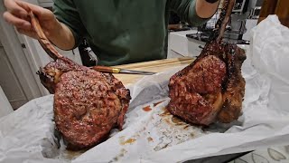 Dry Aged Tomahawk Steak cooked to perfection  Reverse Sear Steak Method  Kamado BBQ [upl. by Nogaem]