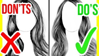 DOS amp DONTS How to Draw Realistic Hair  Step by Step Drawing Tutorial [upl. by Oirasor518]